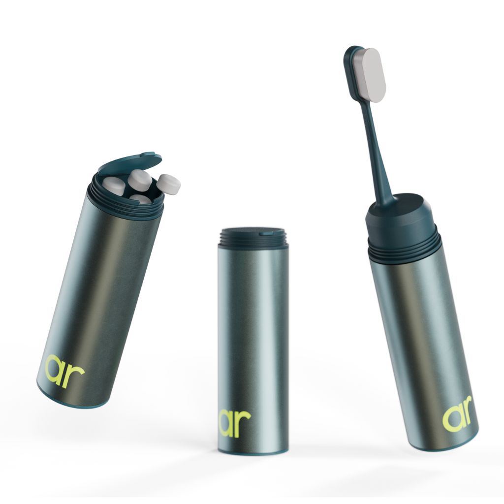 Image showing the Tooth Care capsule assembled and disassembled for easy storage