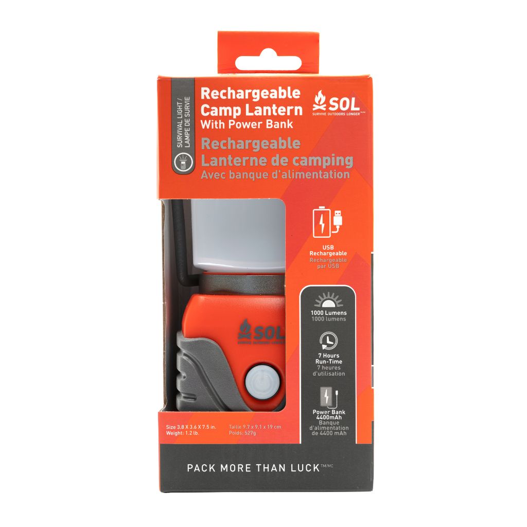 Camp Lantern Recharge with Power Bank in packaging