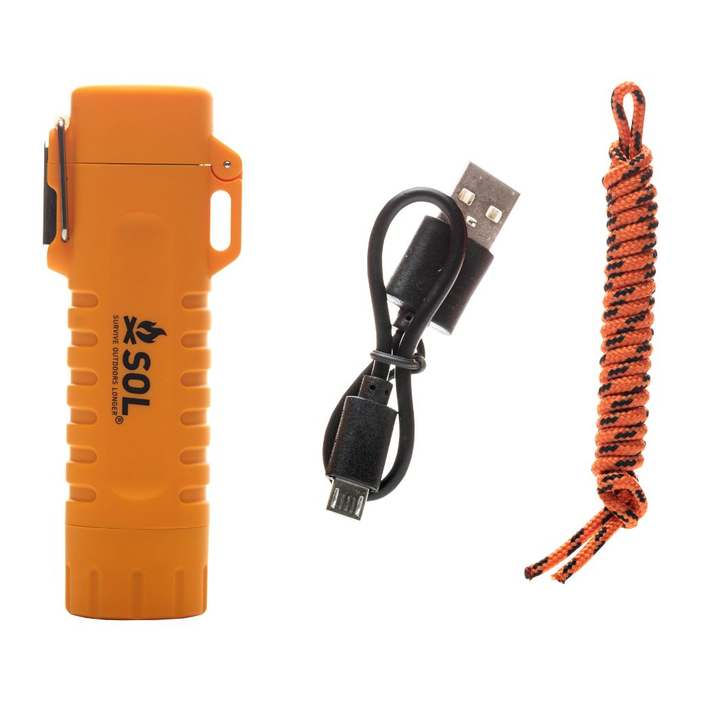 Fire Lite Fuel-Free Lighter with charging cord and tinder cord
