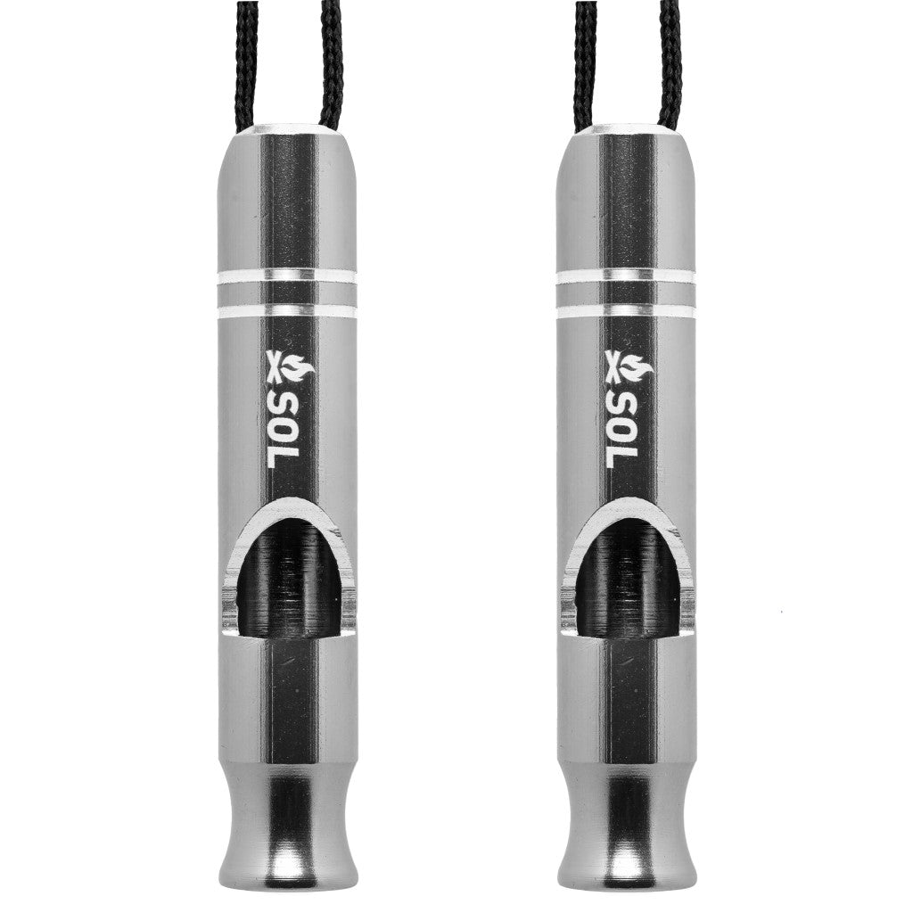 Rescue Metal Whistle, 2 Pack laid flat