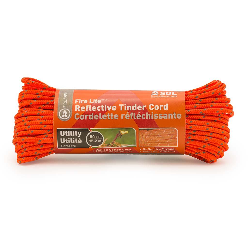 Survive Outdoors Longer Fire Lite Utility Reflective Tinder Cord 50 ft