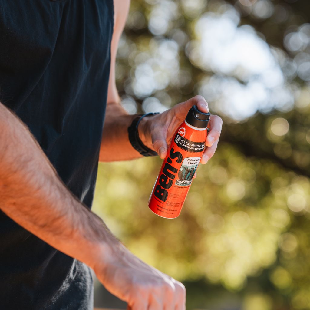 Ben's Adventure Formula 6 oz about to spray on arm