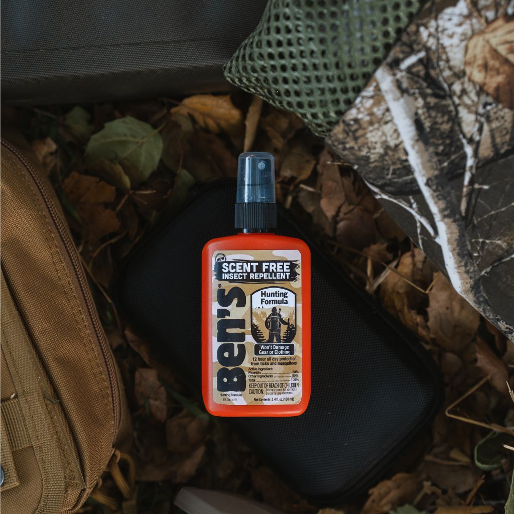 Ben's Hunting Formula 3.4 oz. laying on hunting gear