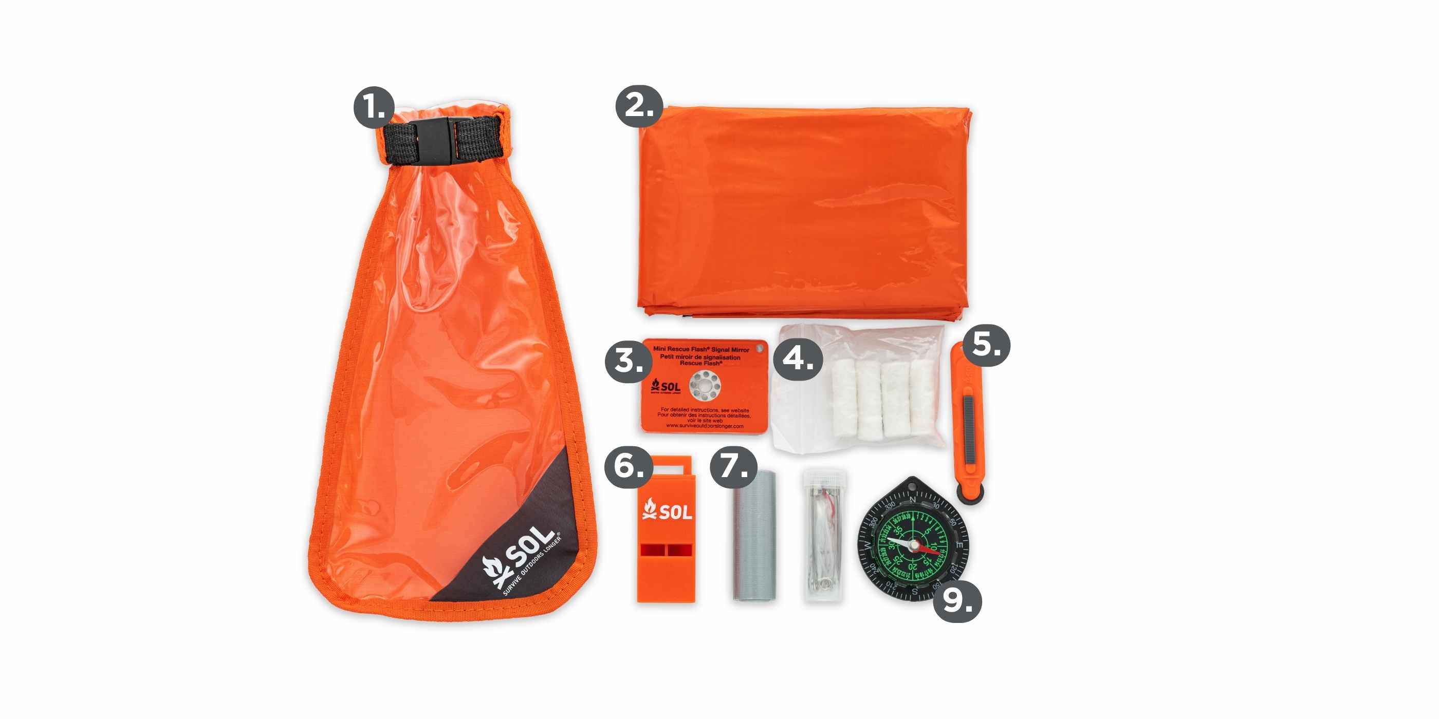 Survival Tool Kit Fosco 10 en 1 kit de survie randonnée complet