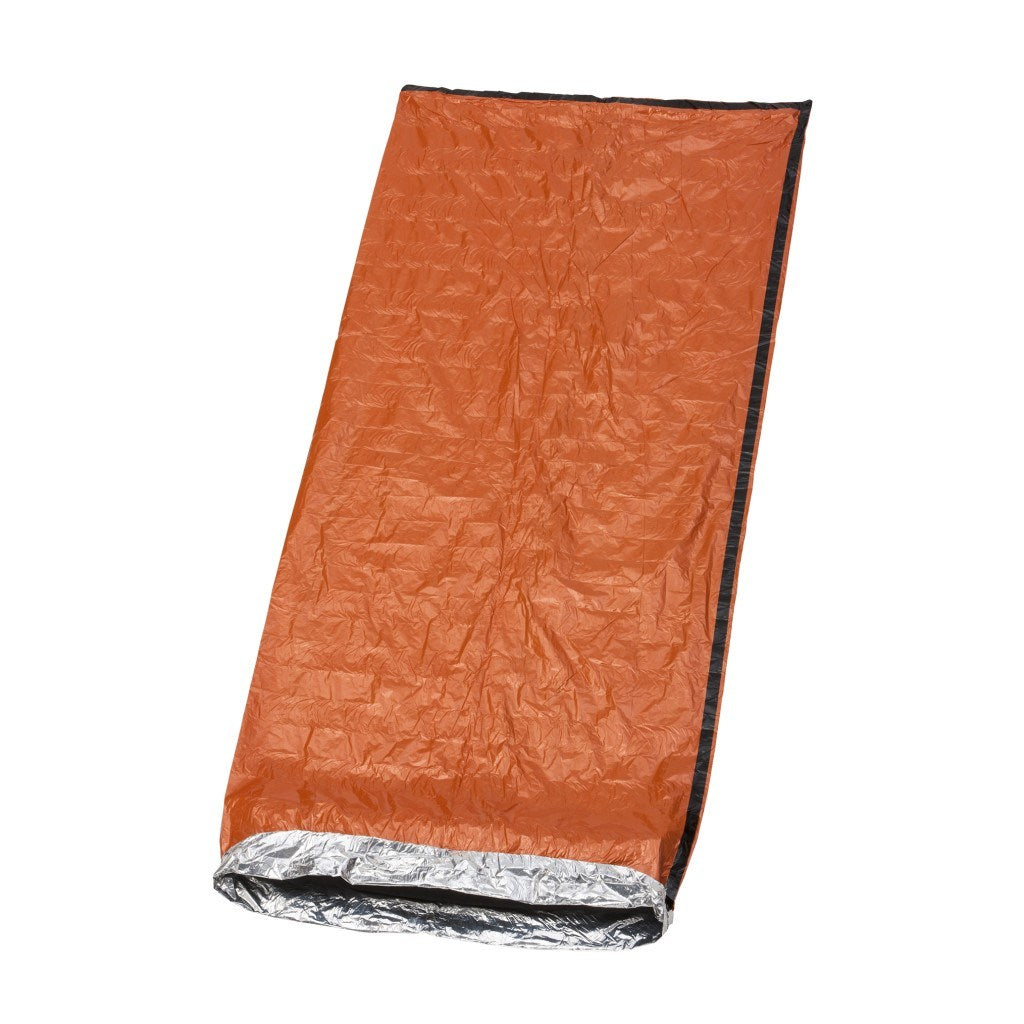 Emergency Bivvy with Rescue Whistle - Orange bivvy laid out flat