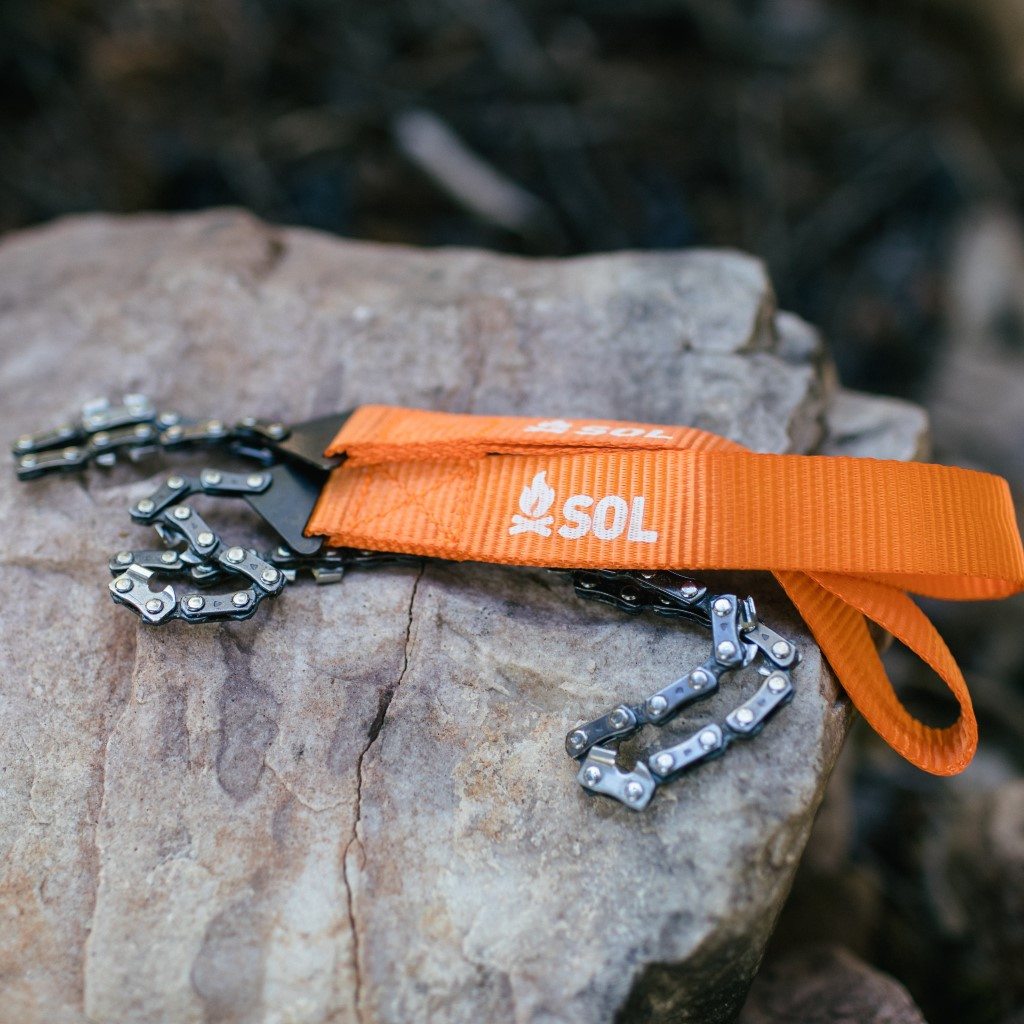 Pocket Chainsaw on a rock