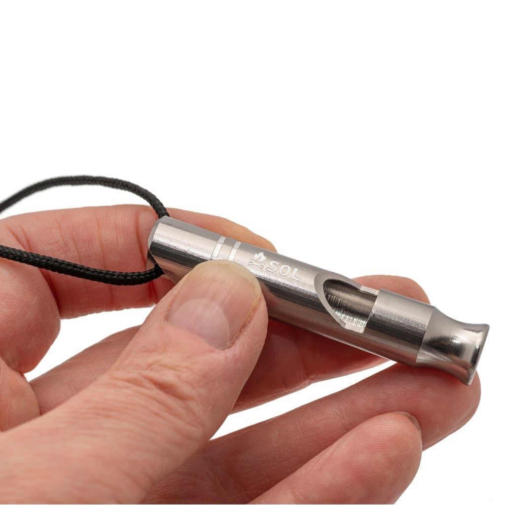 Rescue Metal Whistle in hand