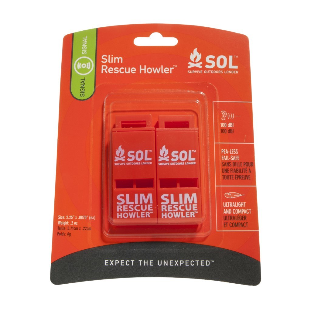 Slim Rescue Howler Whistle, 2 Pack in packaging