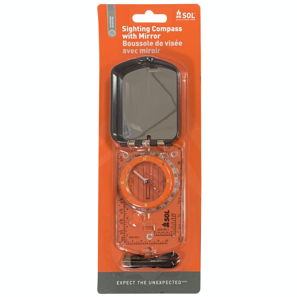 Sighting Compass with Mirror in packaging